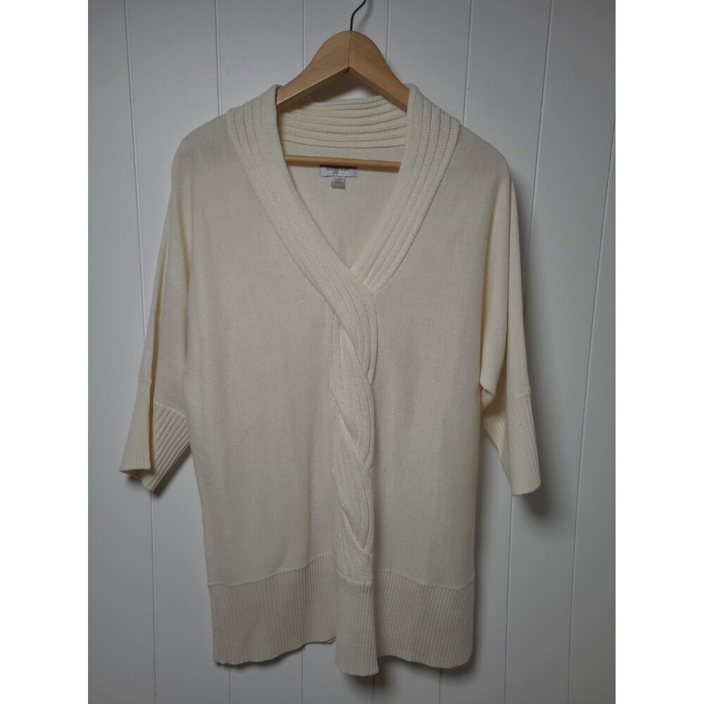 Avenue Women's Sweater Pullover Size 14/16 Cream Ivory White Knit Fall Winter